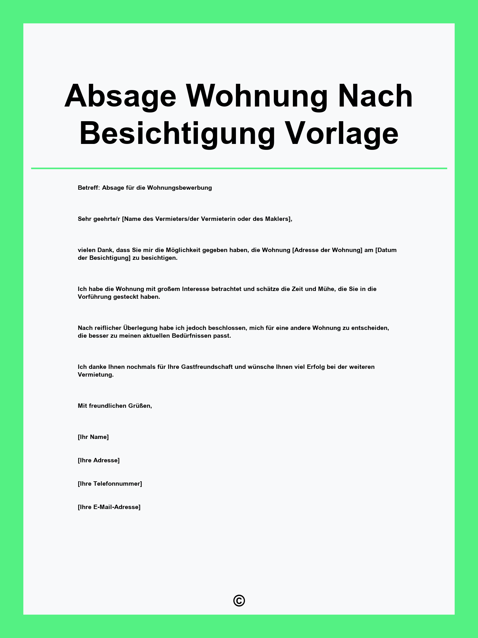 Absage Wohnung Nach Besichtigung Vorlage
