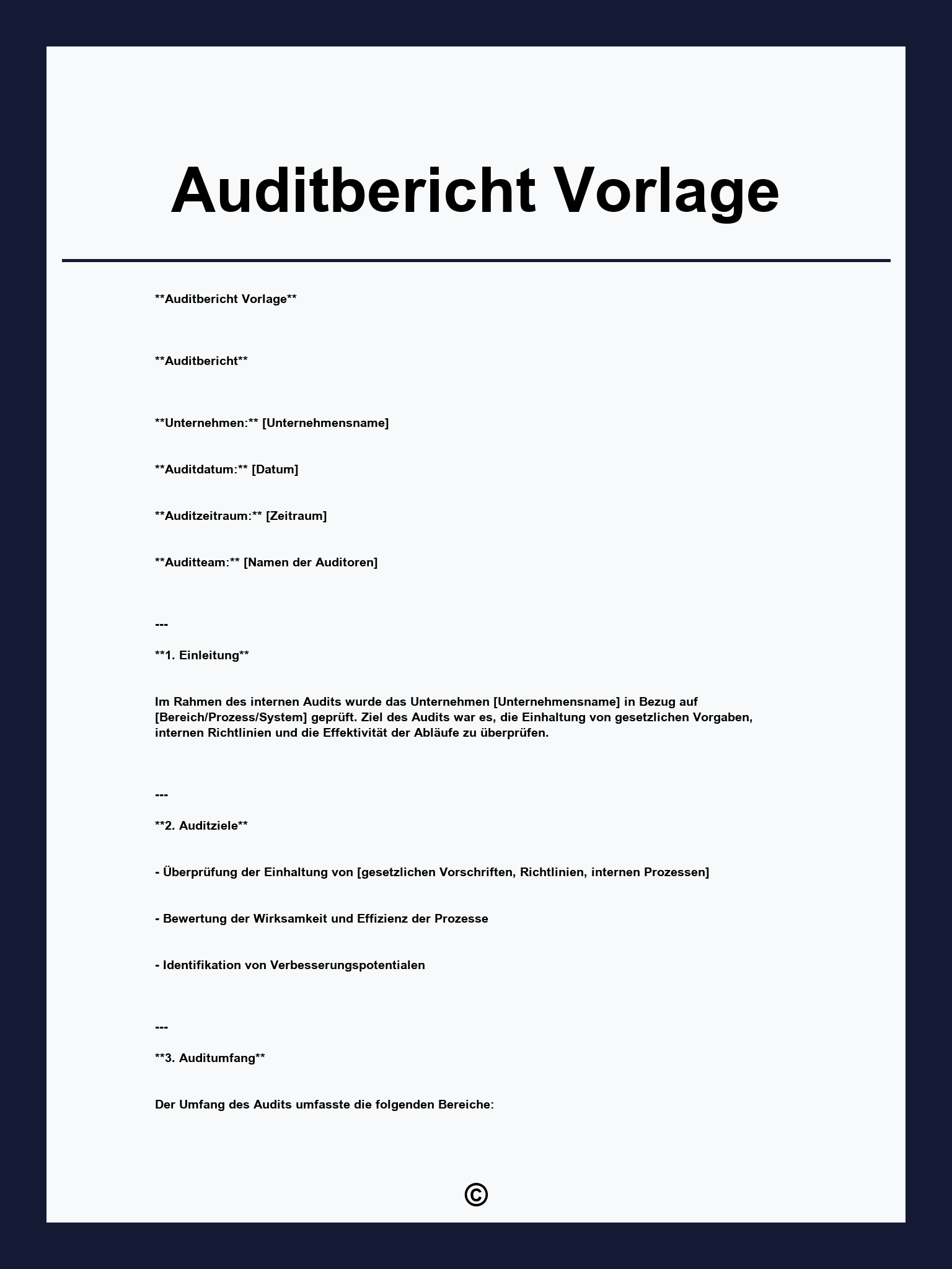 Auditbericht Vorlage
