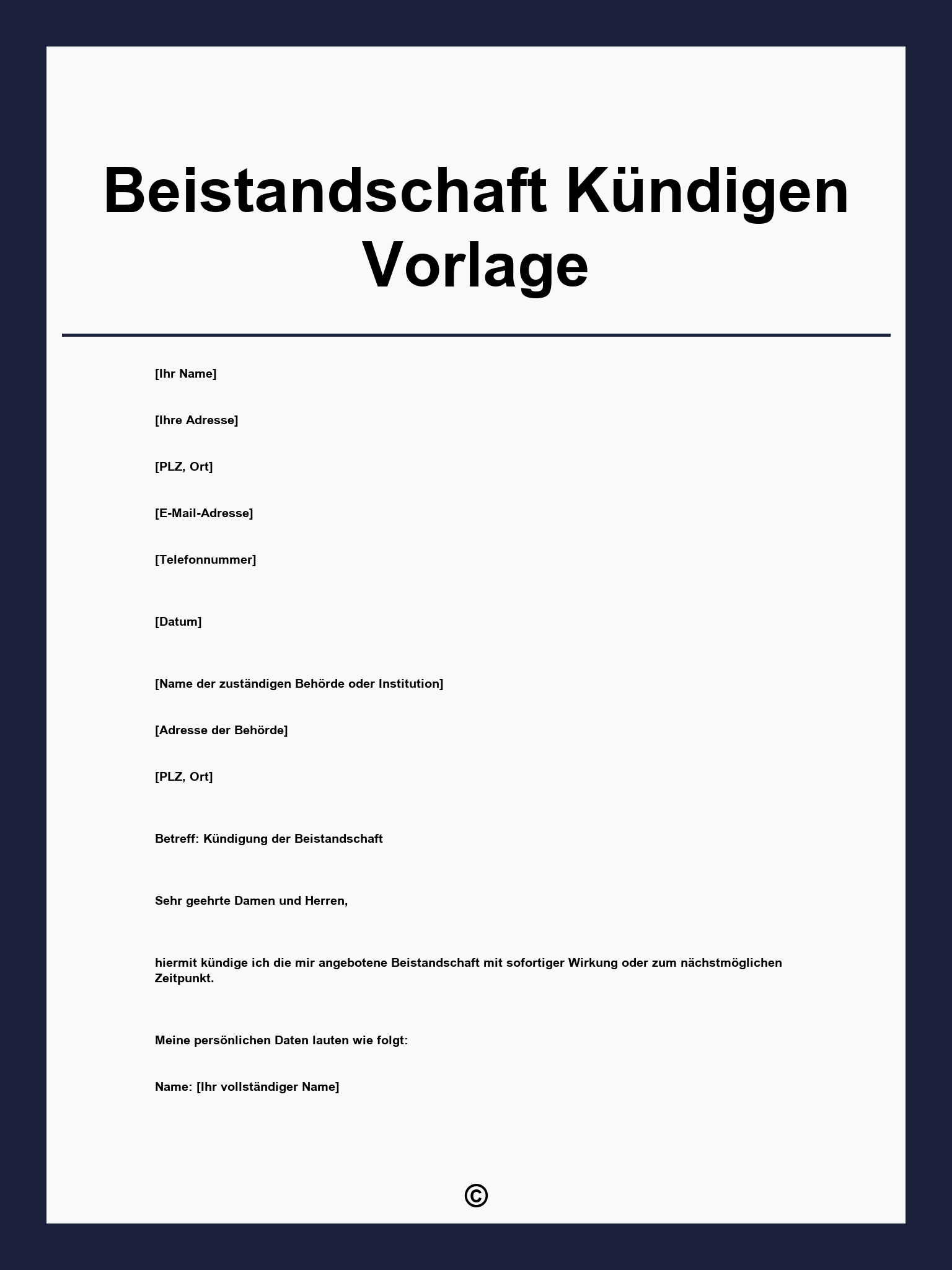 Beistandschaft Kündigen Vorlage