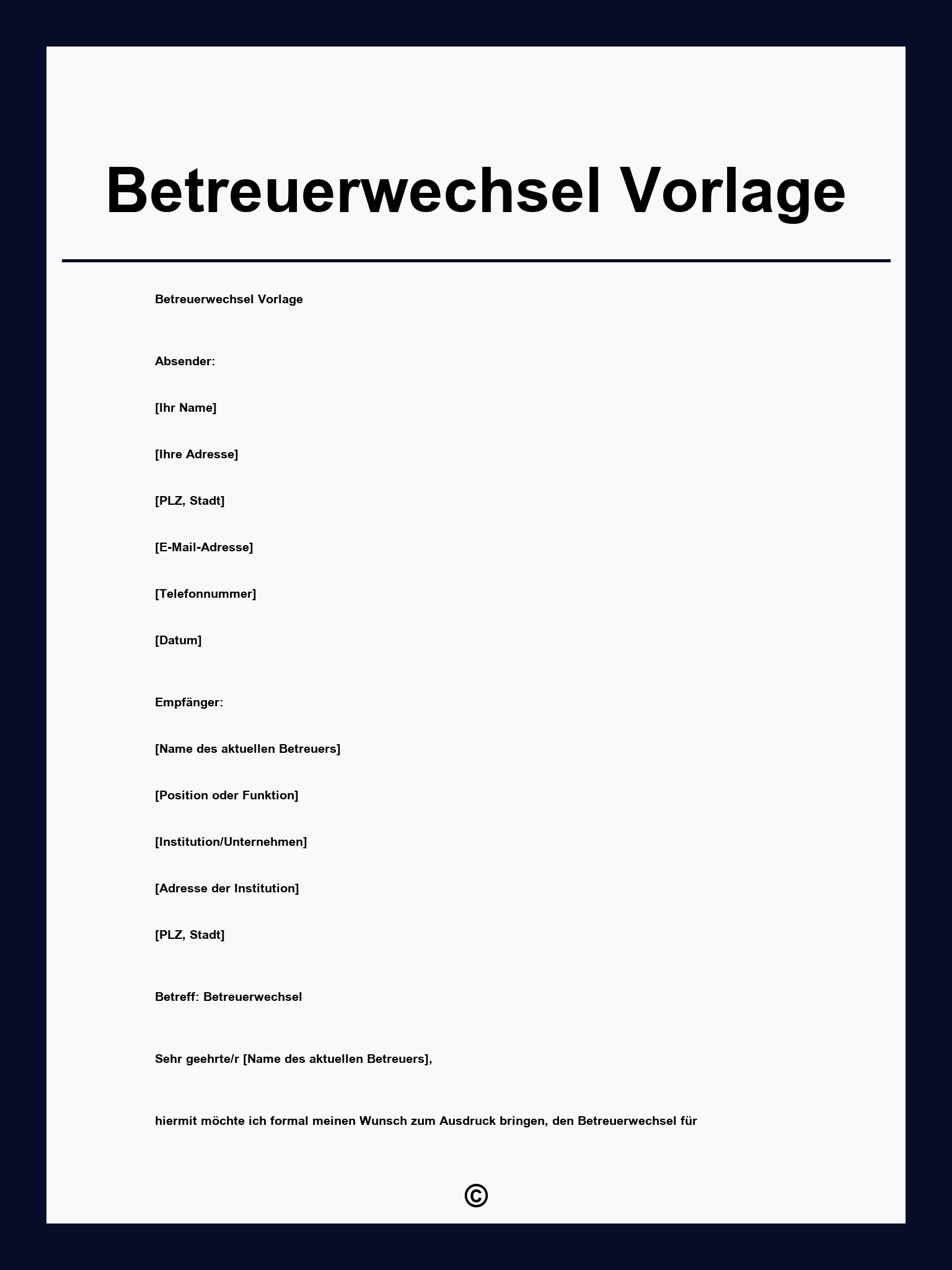 Betreuerwechsel Vorlage