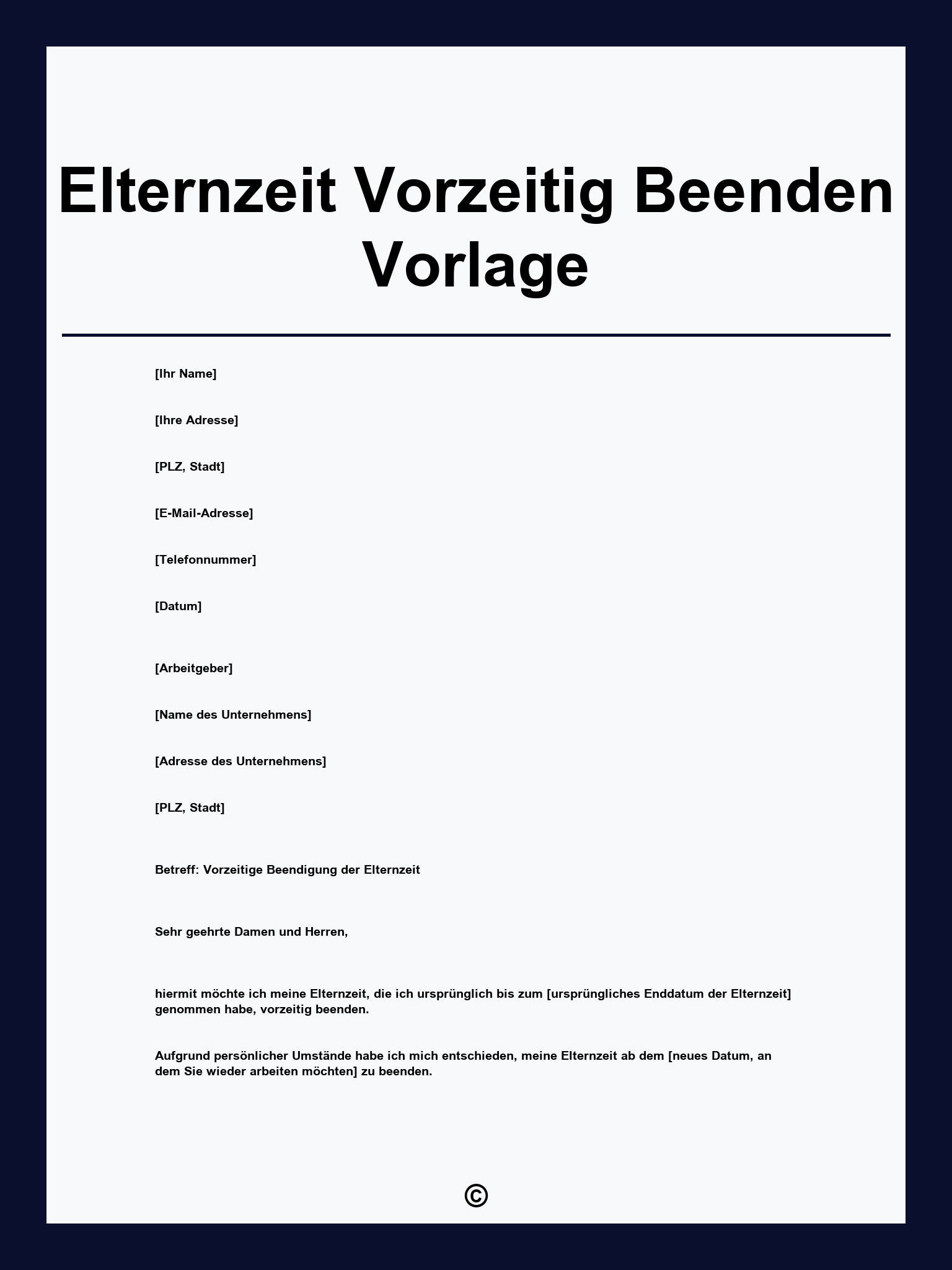 Elternzeit Vorzeitig Beenden Vorlage