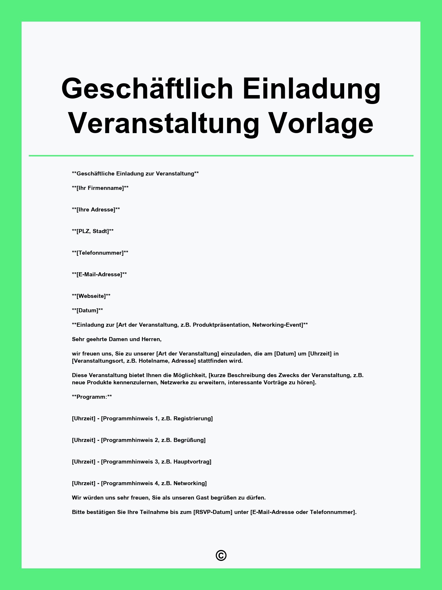 Geschäftlich Einladung Veranstaltung Vorlage