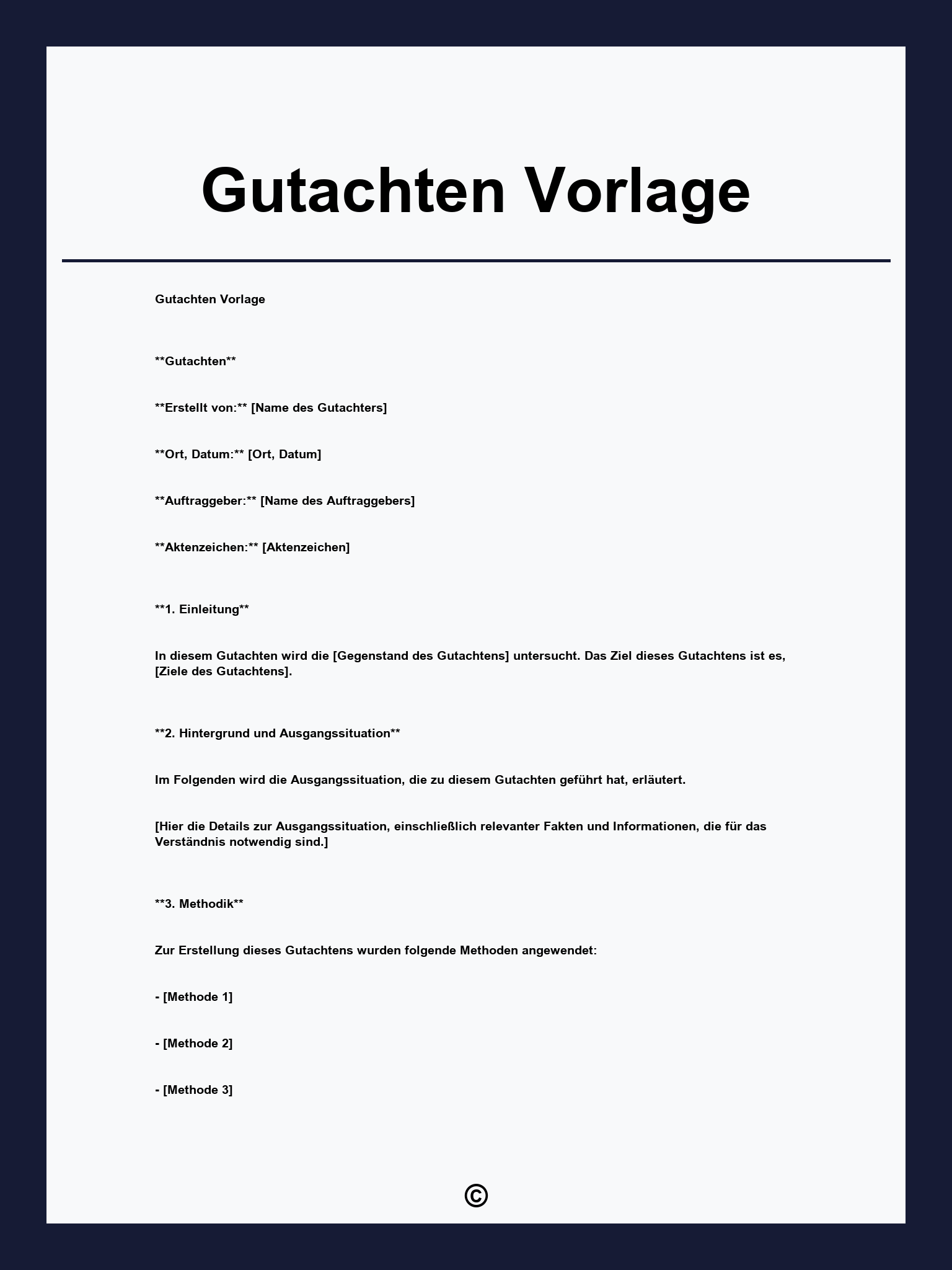 Gutachten Vorlage