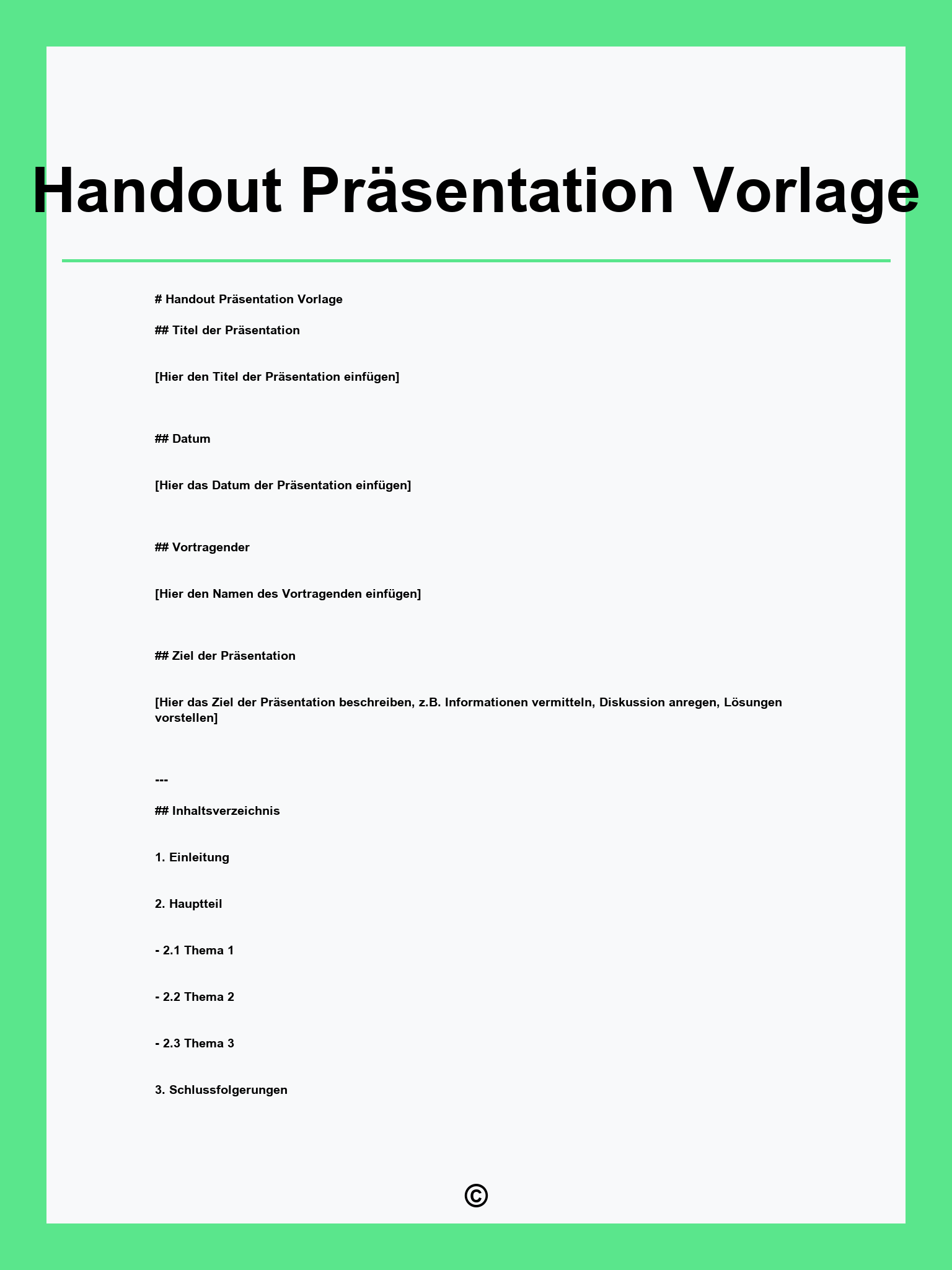 Handout Präsentation Vorlage
