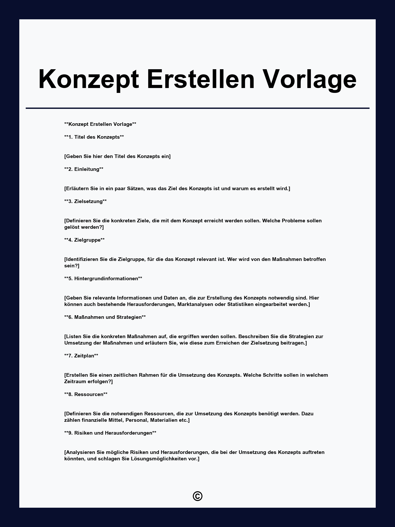 Konzept Erstellen Vorlage