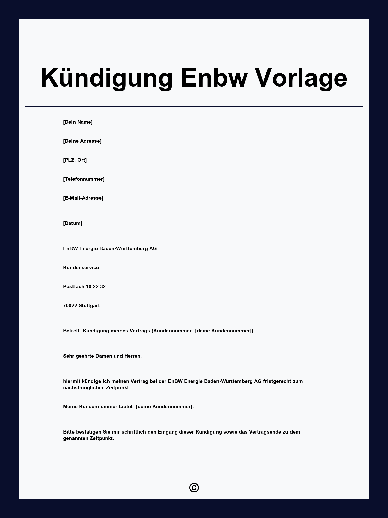 Kündigung Enbw Vorlage