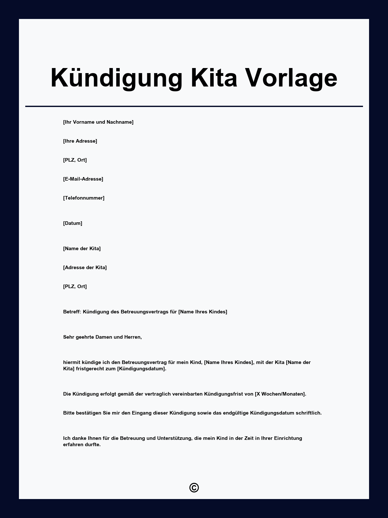 Kündigung Kita Vorlage