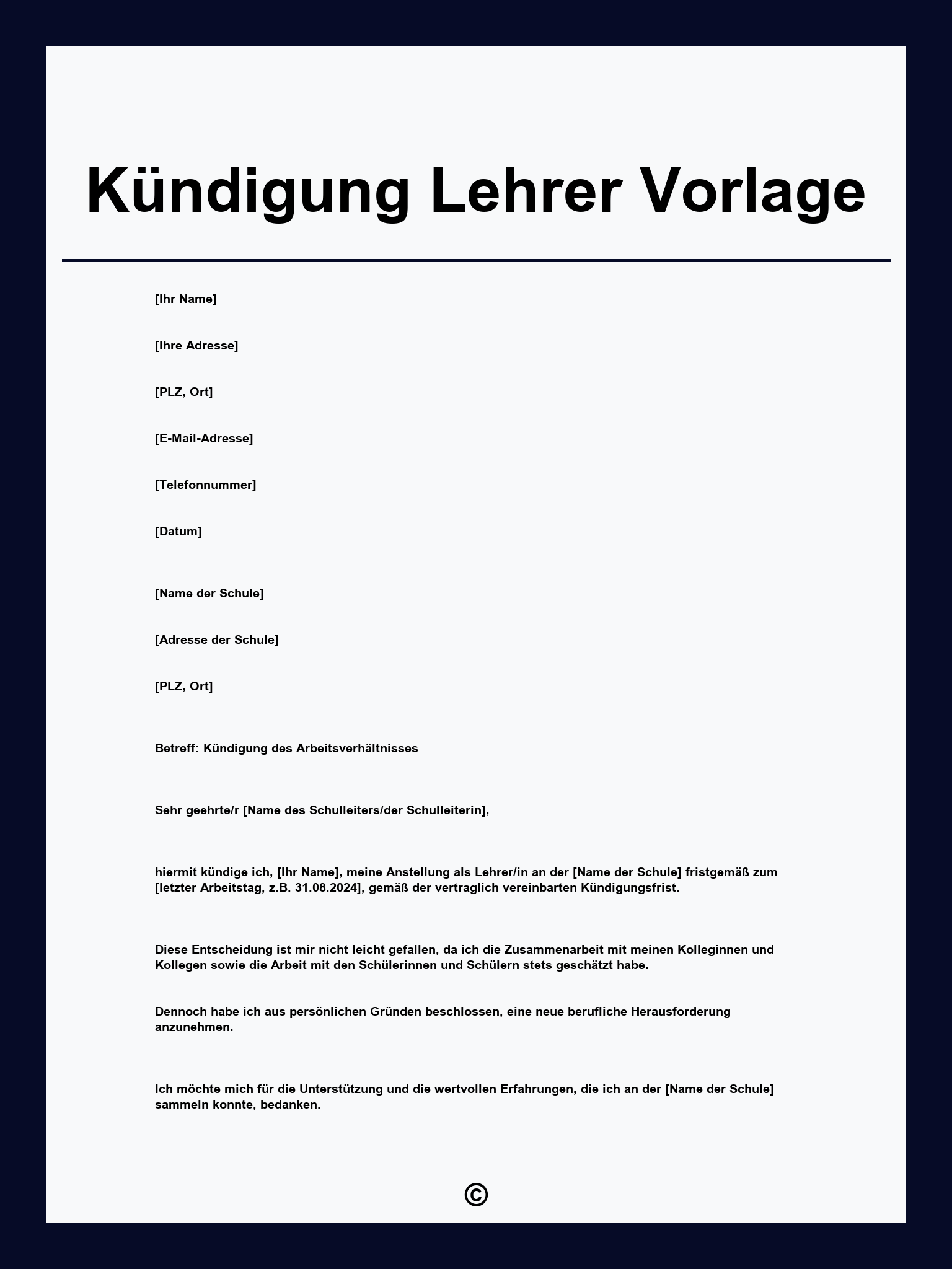 Kündigung Lehrer Vorlage