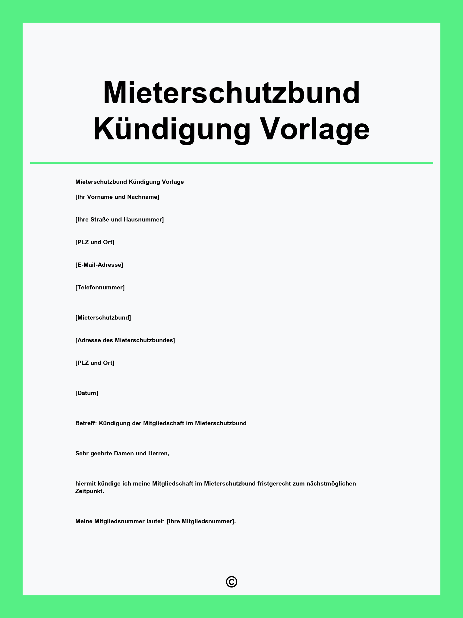 Mieterschutzbund Kündigung Vorlage