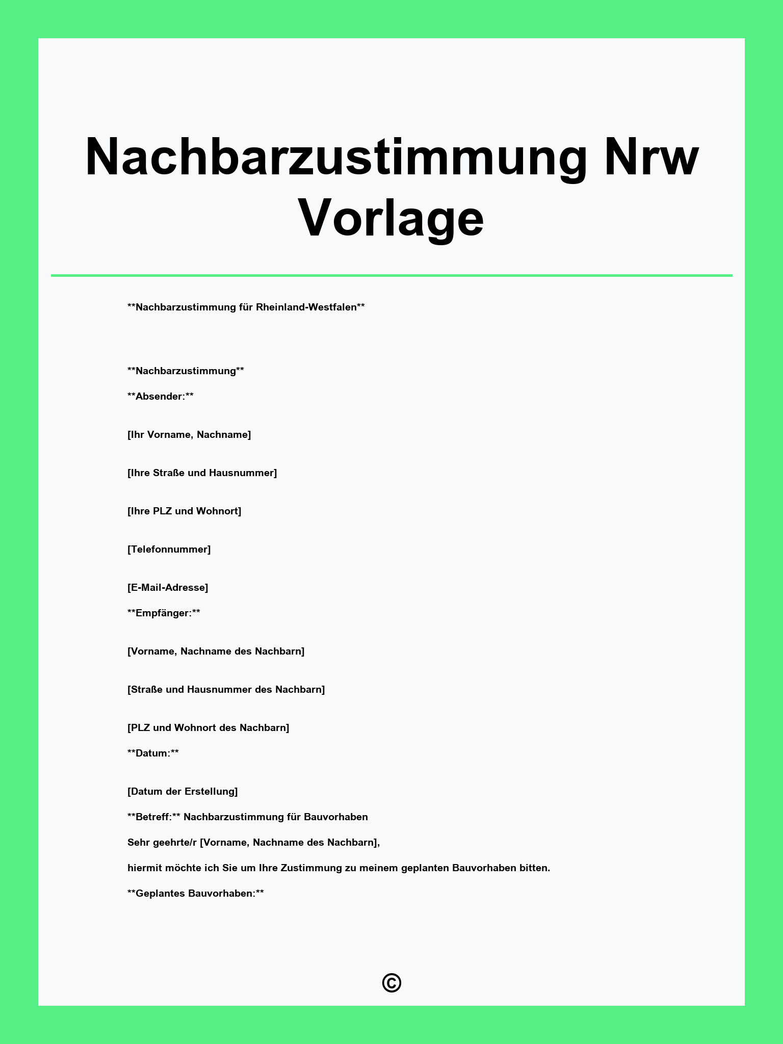 Nachbarzustimmung Nrw Vorlage