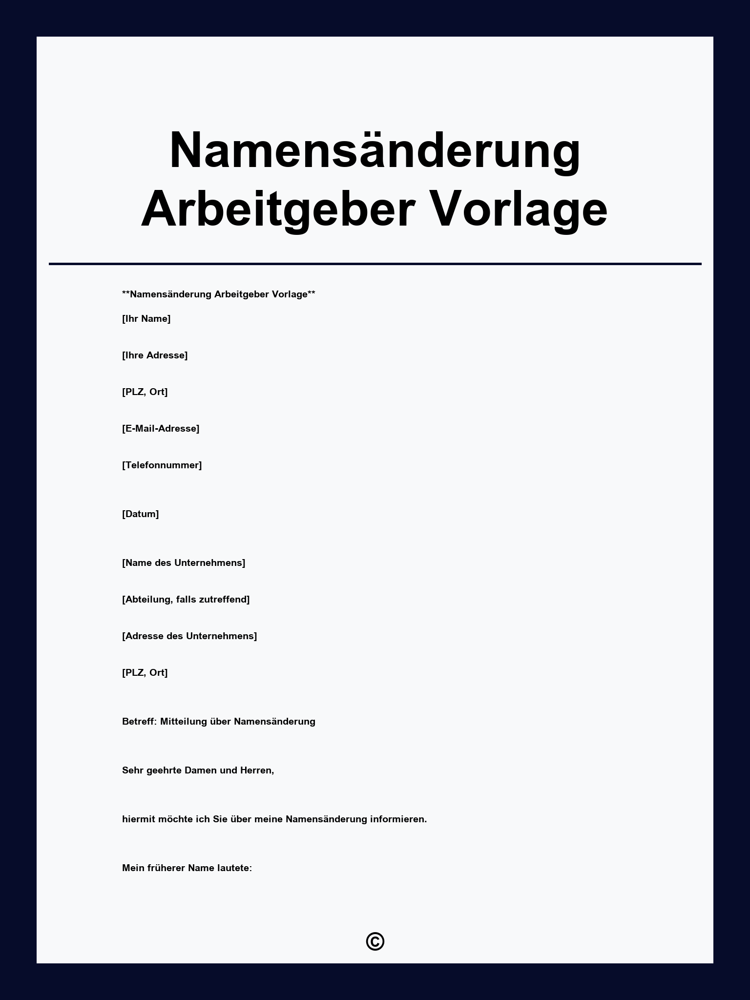 Namensänderung Arbeitgeber Vorlage