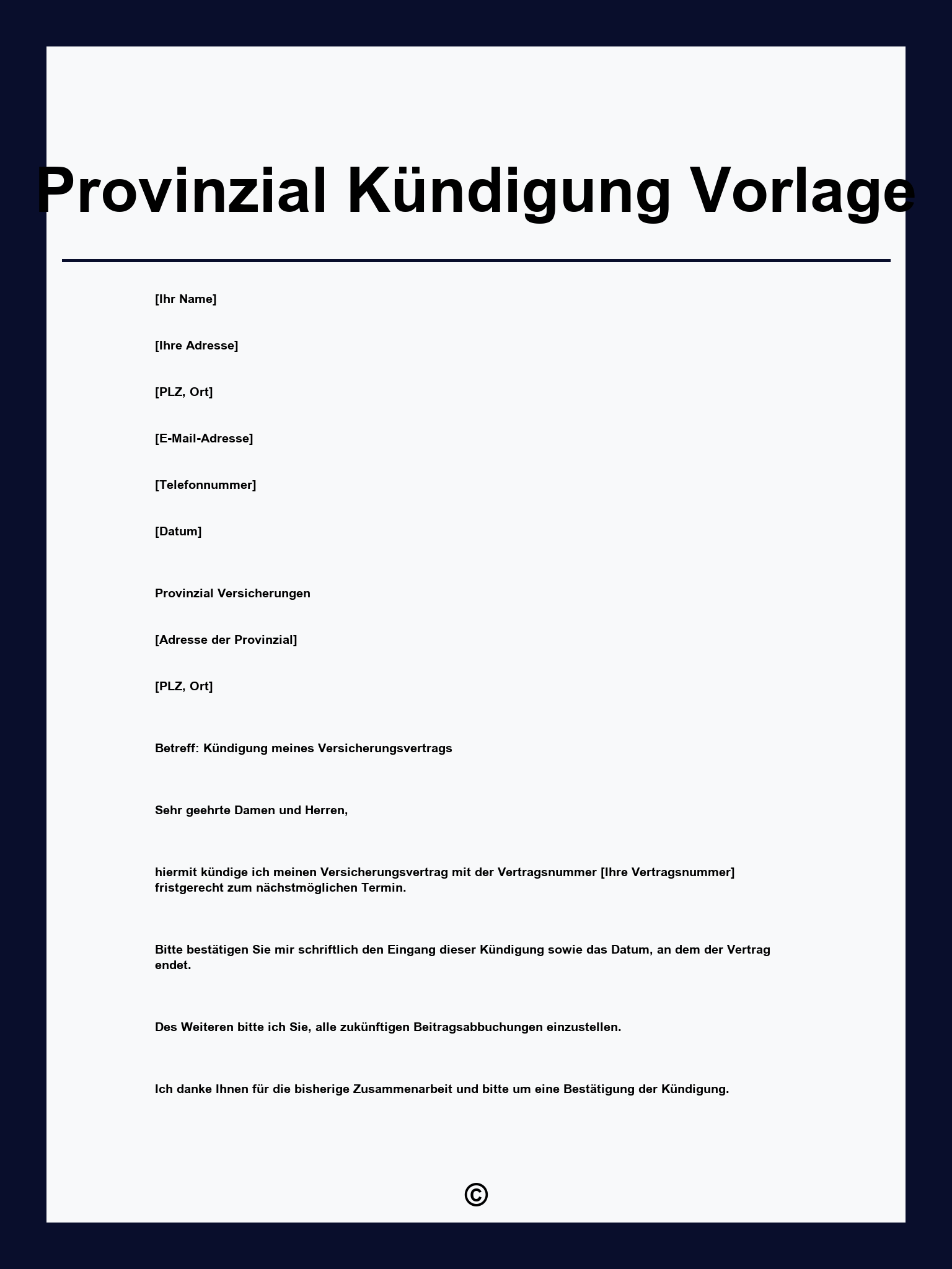 Provinzial Kündigung Vorlage