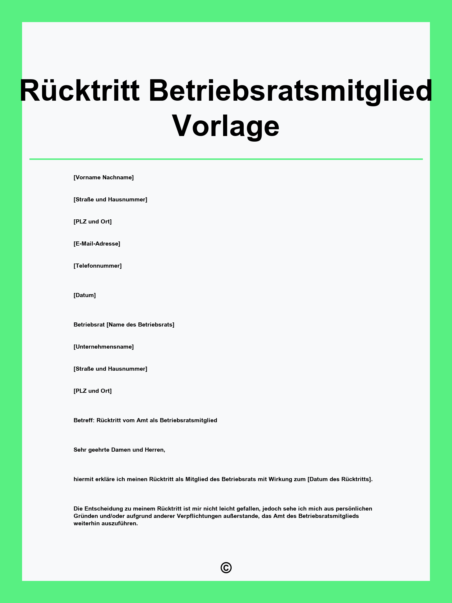 Rücktritt Betriebsratsmitglied Vorlage