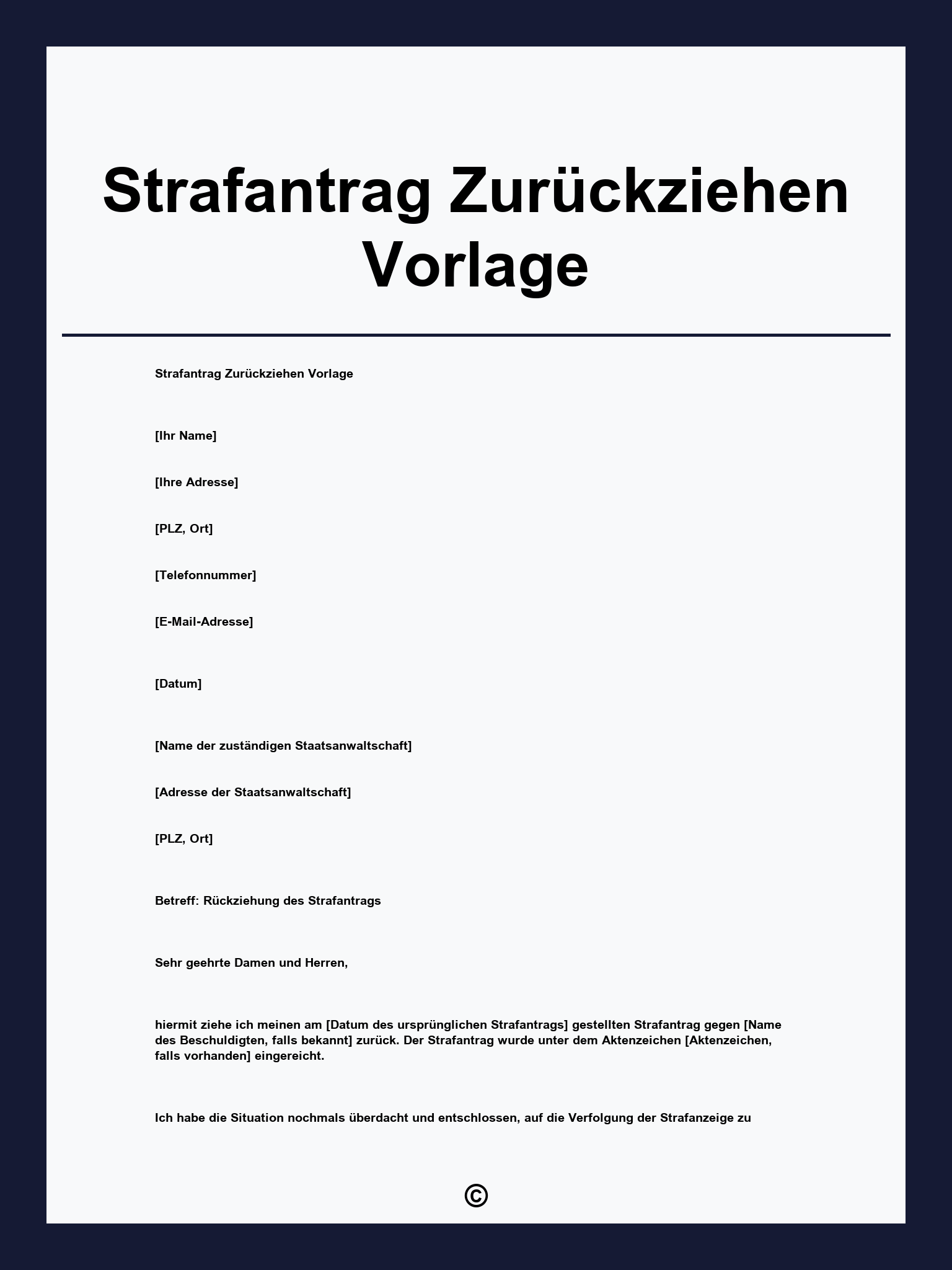 Strafantrag Zurückziehen Vorlage