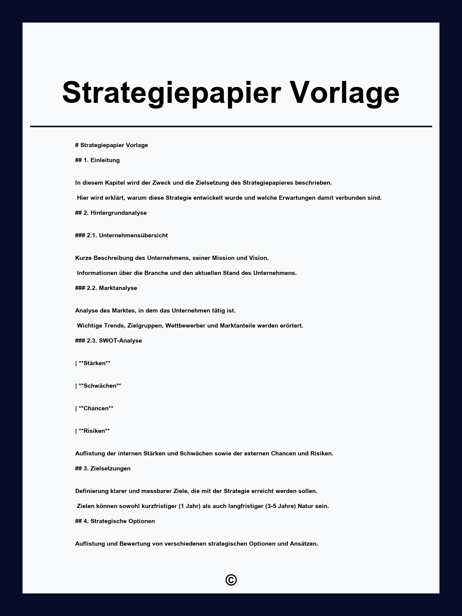 Strategiepapier Vorlage