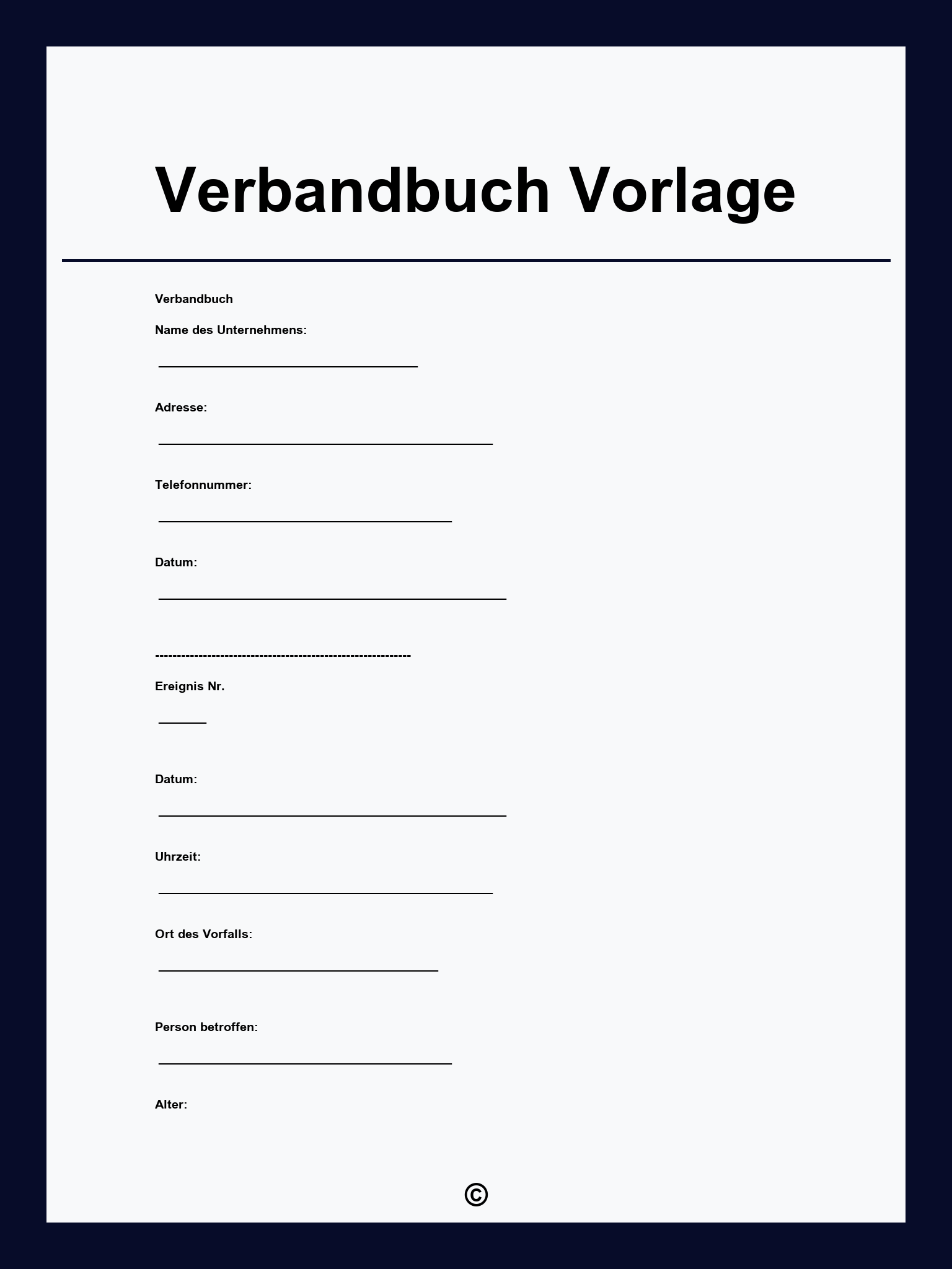 Verbandbuch Vorlage