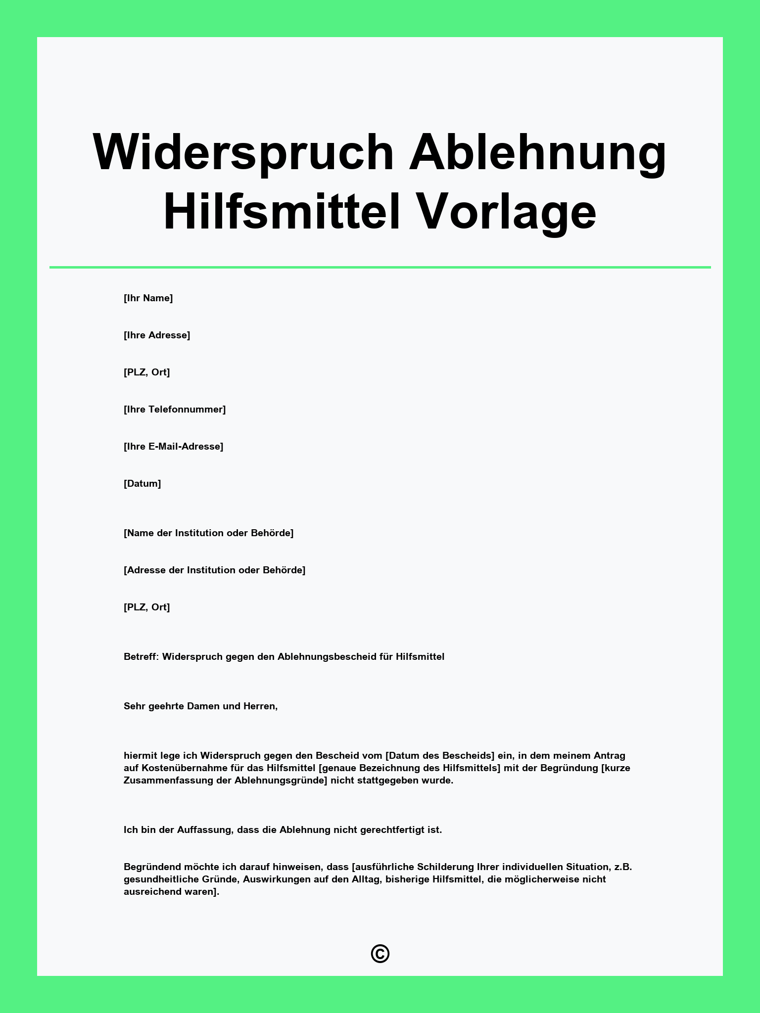 Widerspruch Ablehnung Hilfsmittel Vorlage